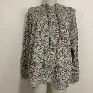 Women’s XL Gray Black Marled Hooded Sweater